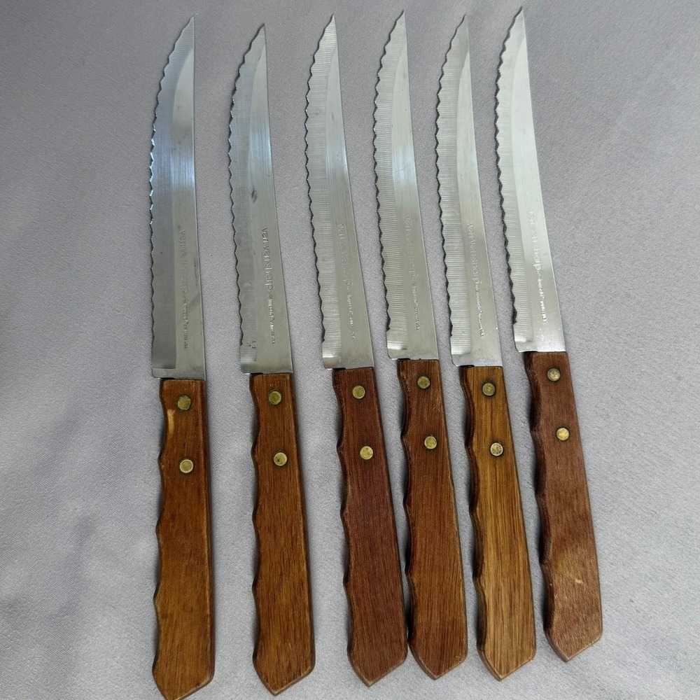 Vintage Imperial Veri-Veri-Sharp Steak Knives Set of 6 MCM 1978 Stainless USA
